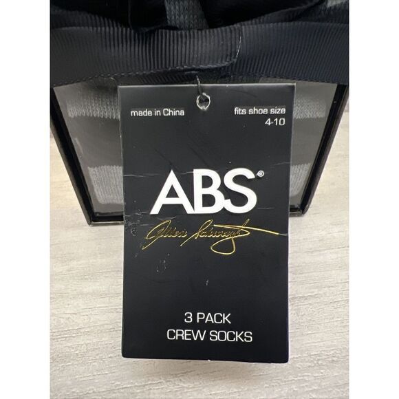 ABS Allen Schwartz 3 Pairs Fits Shoe Sz 4-10 Striped Black Gray White Crew Socks - Picture 4 of 10
